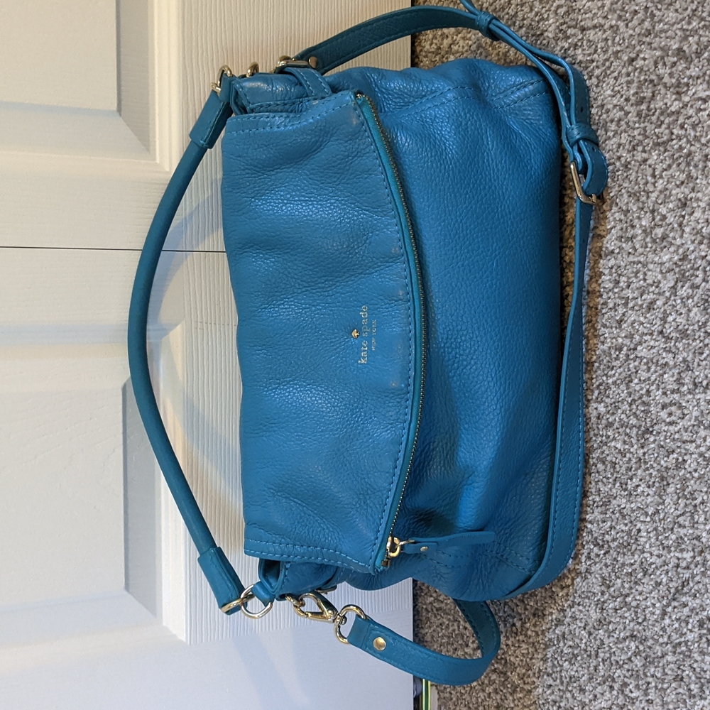 Kate Spade New York soft pebble leather crossbody purse turquoise/teal